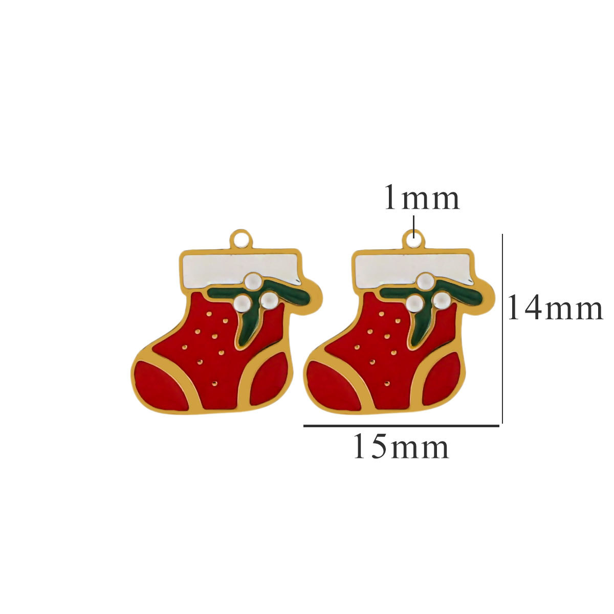 Red / 1 Piece Simple Series Cute Cartoon Socks Stainless Steel  Gold Color Unisex Pendants Picture19